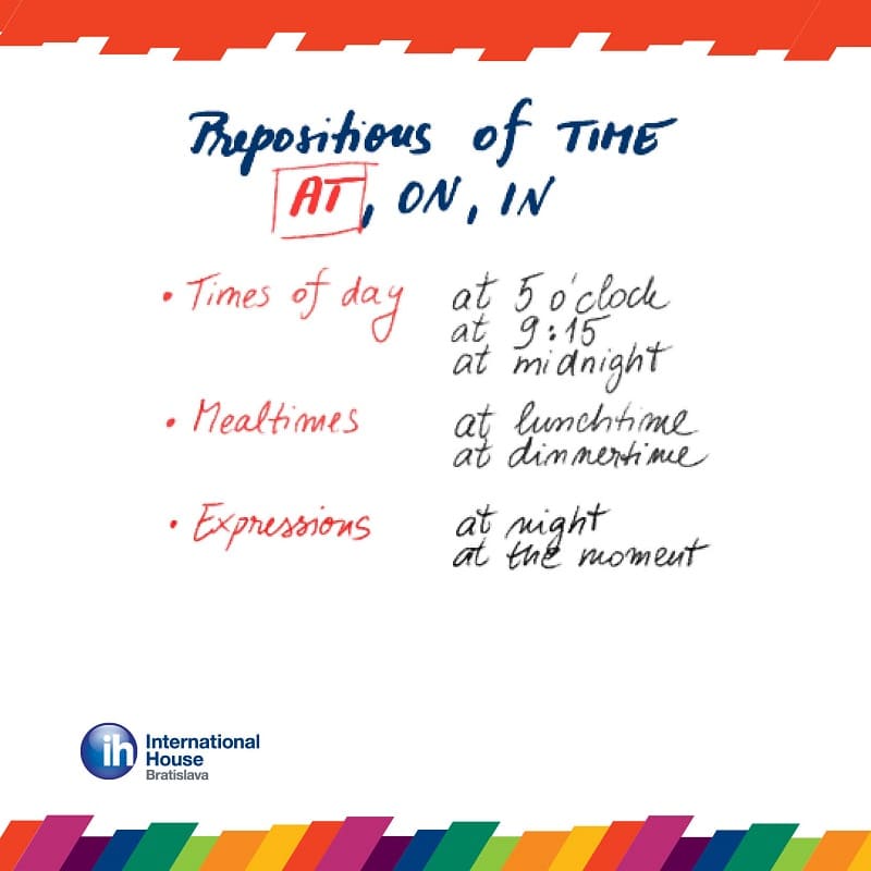 predložka času v angličtine - at